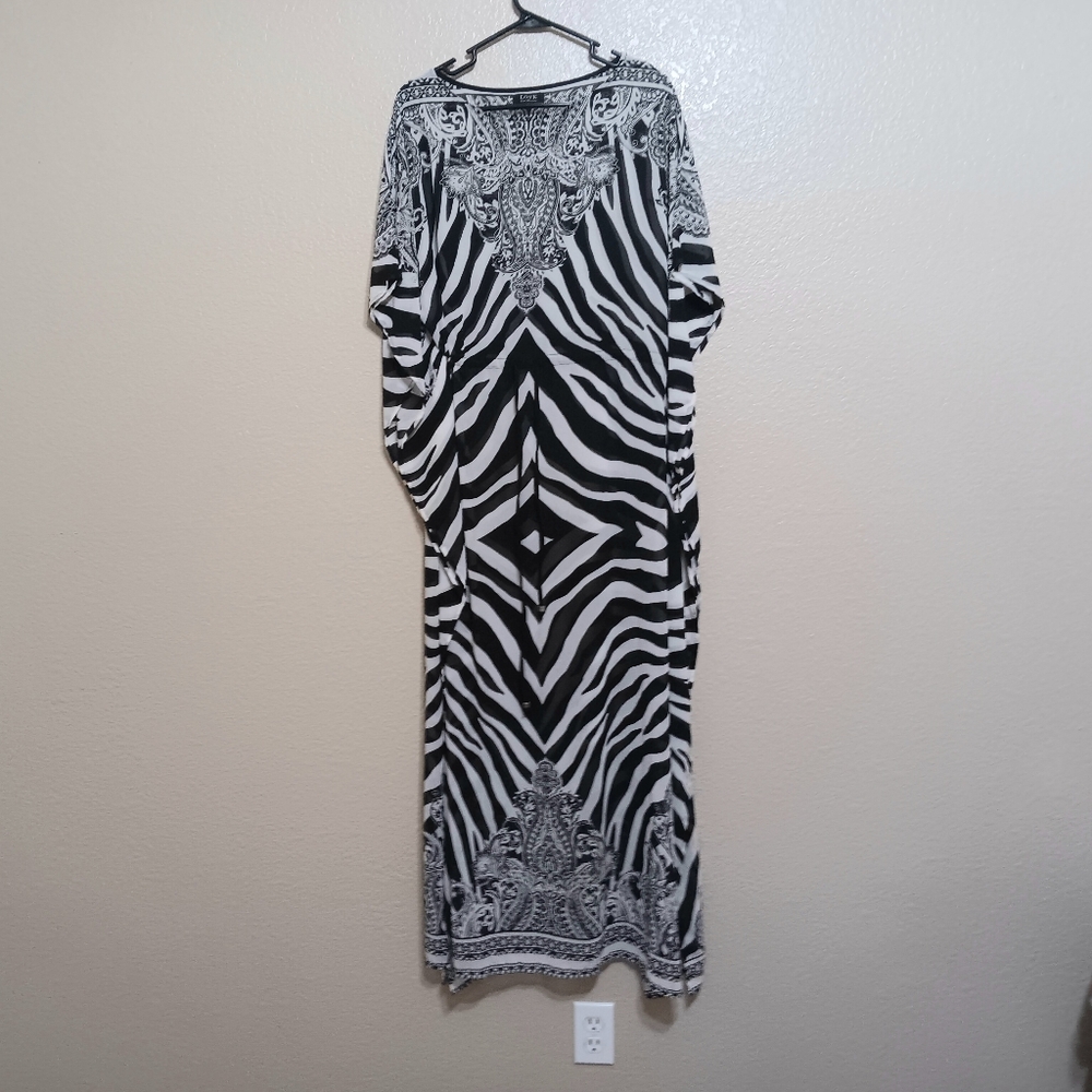 Love By Julien Macdonald Black White Chiffon Caftan Dress